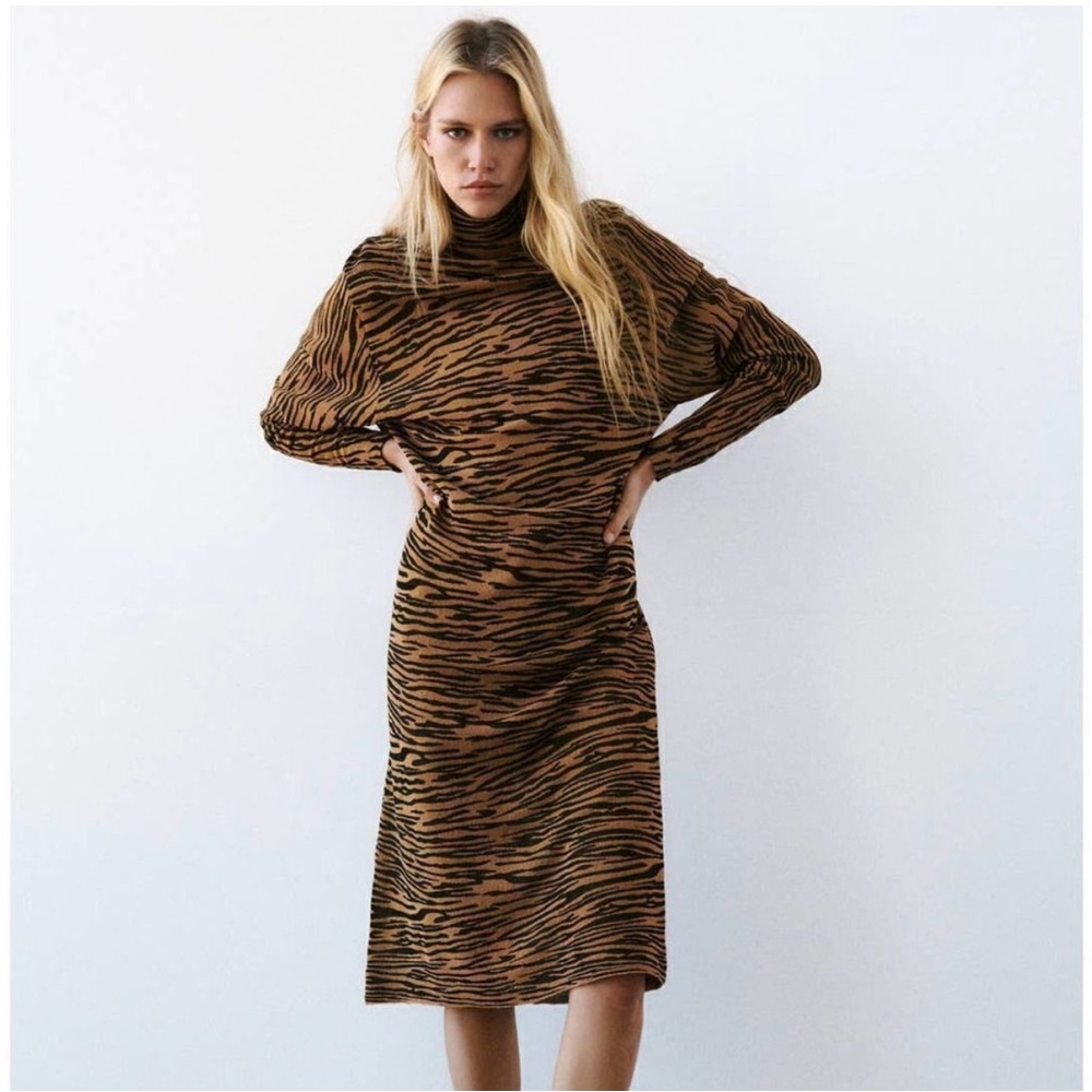 ZARA JACQUARD KNIT DRESS ANIMAL PRINT LIMITED EDITION